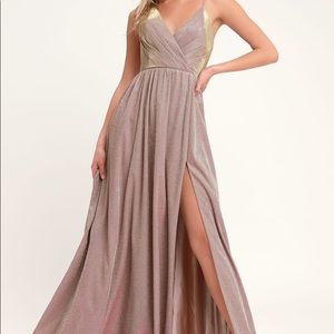 Alnair Iridescent Blush Glitter Maxi Dress